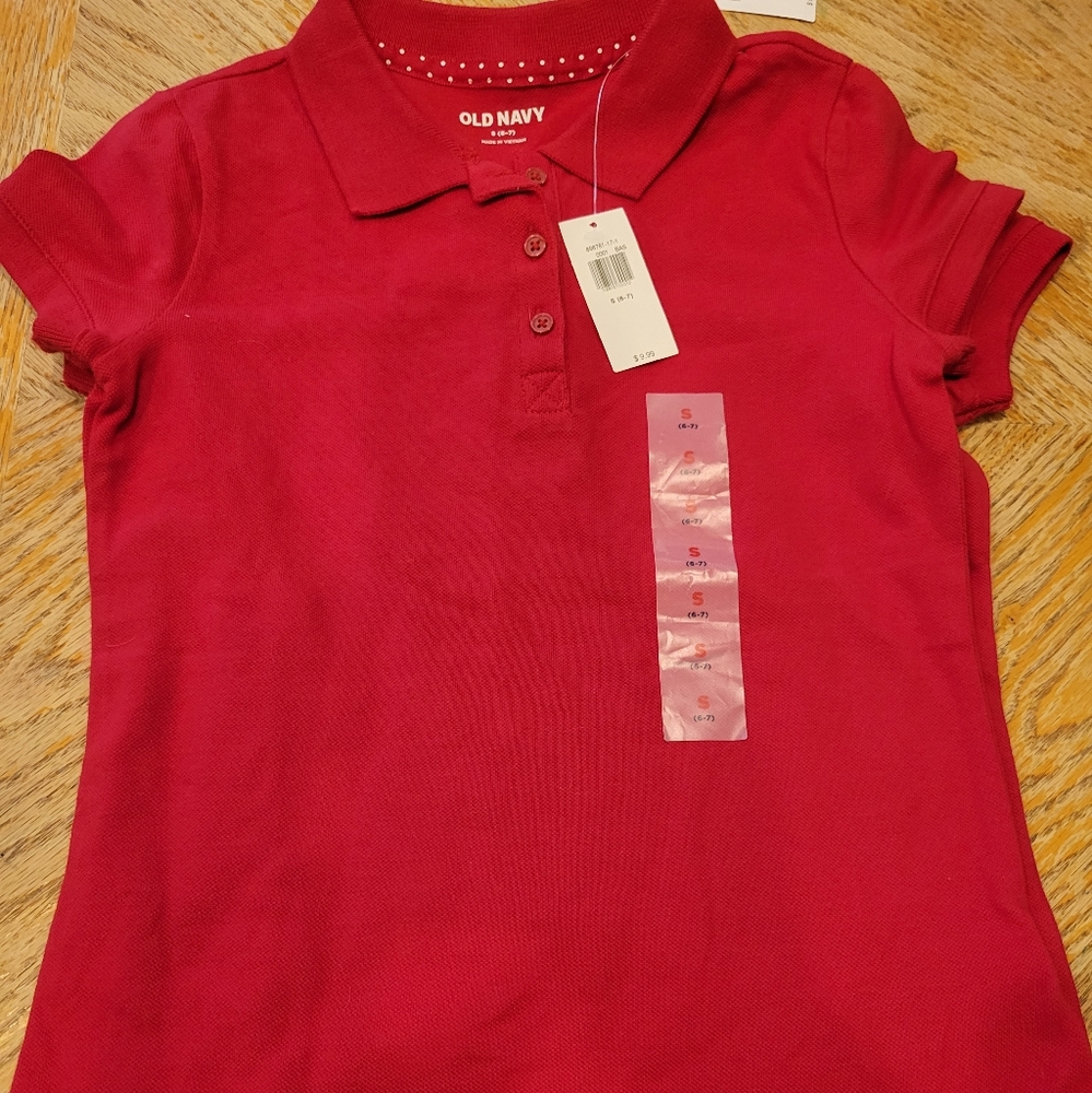 NWT Old Navy Girls Red Polo Size S Or 6/7